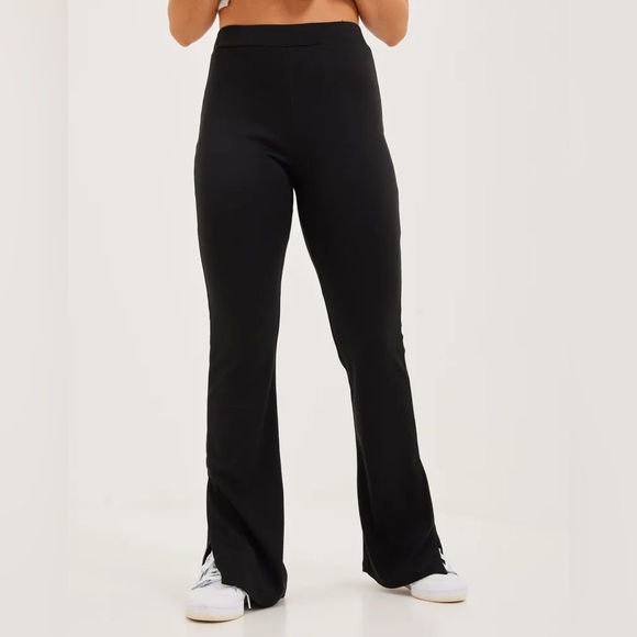 VILA Pants - VILA Black Flare Pants With Split Hem Size Medium